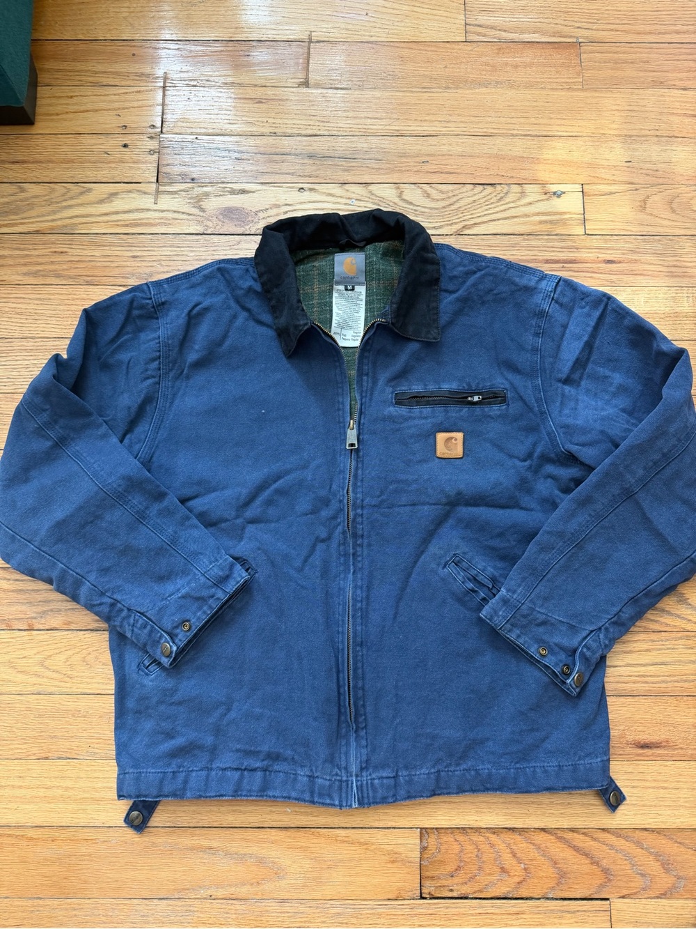 Carhartt Navy Blue Work Jacket with Black collar